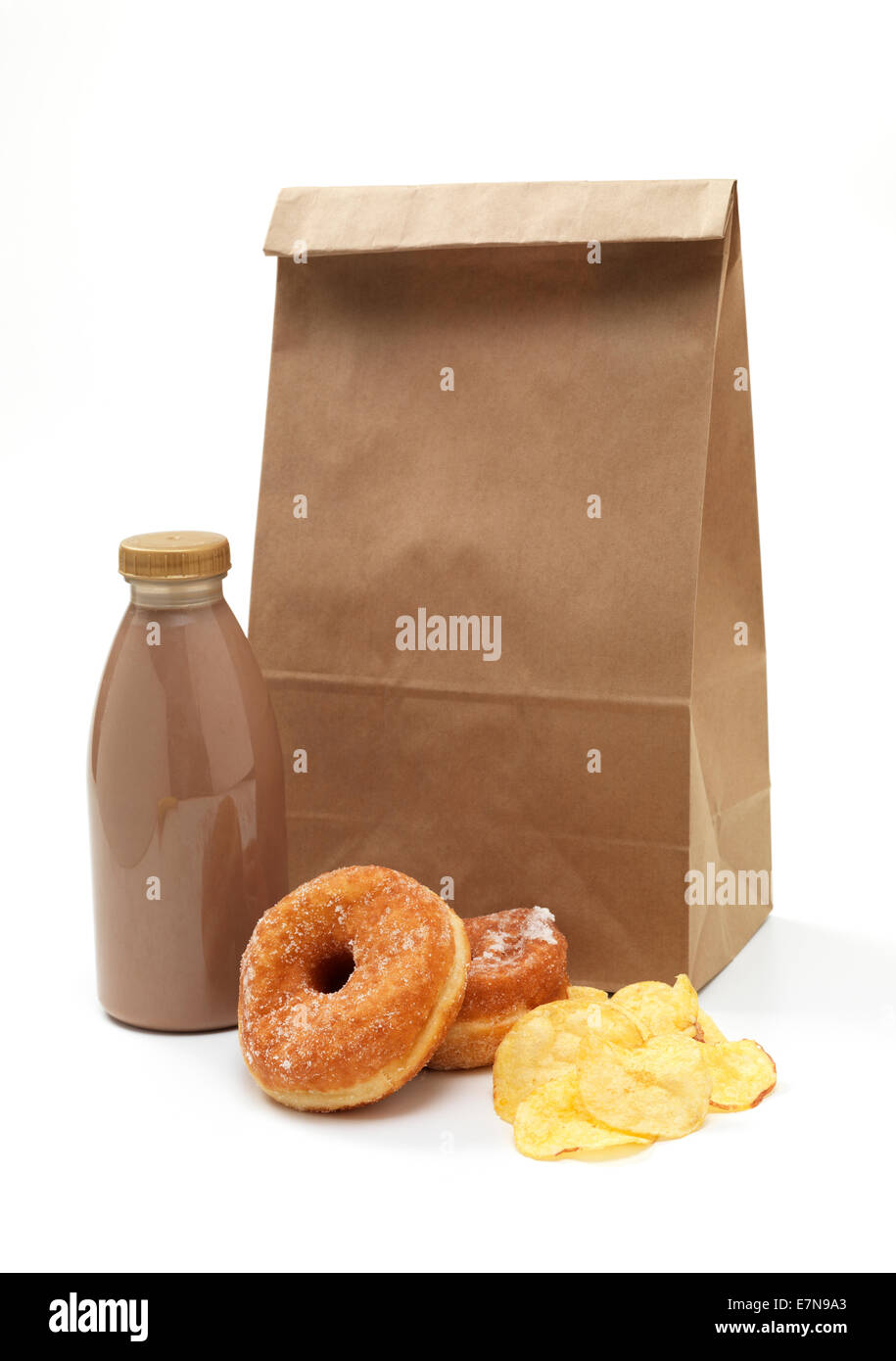Isolated brown paper lunch bag Stock Photo