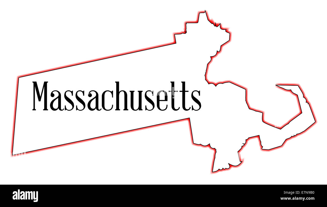 State map outline of Massachusetts over a white background Stock Photo 