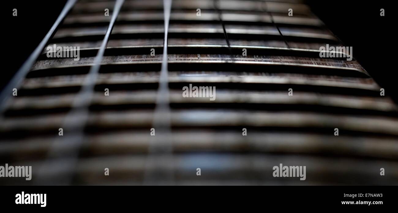 Electric guitar fretboard and strings close up macro shot Stock Photo Alamy