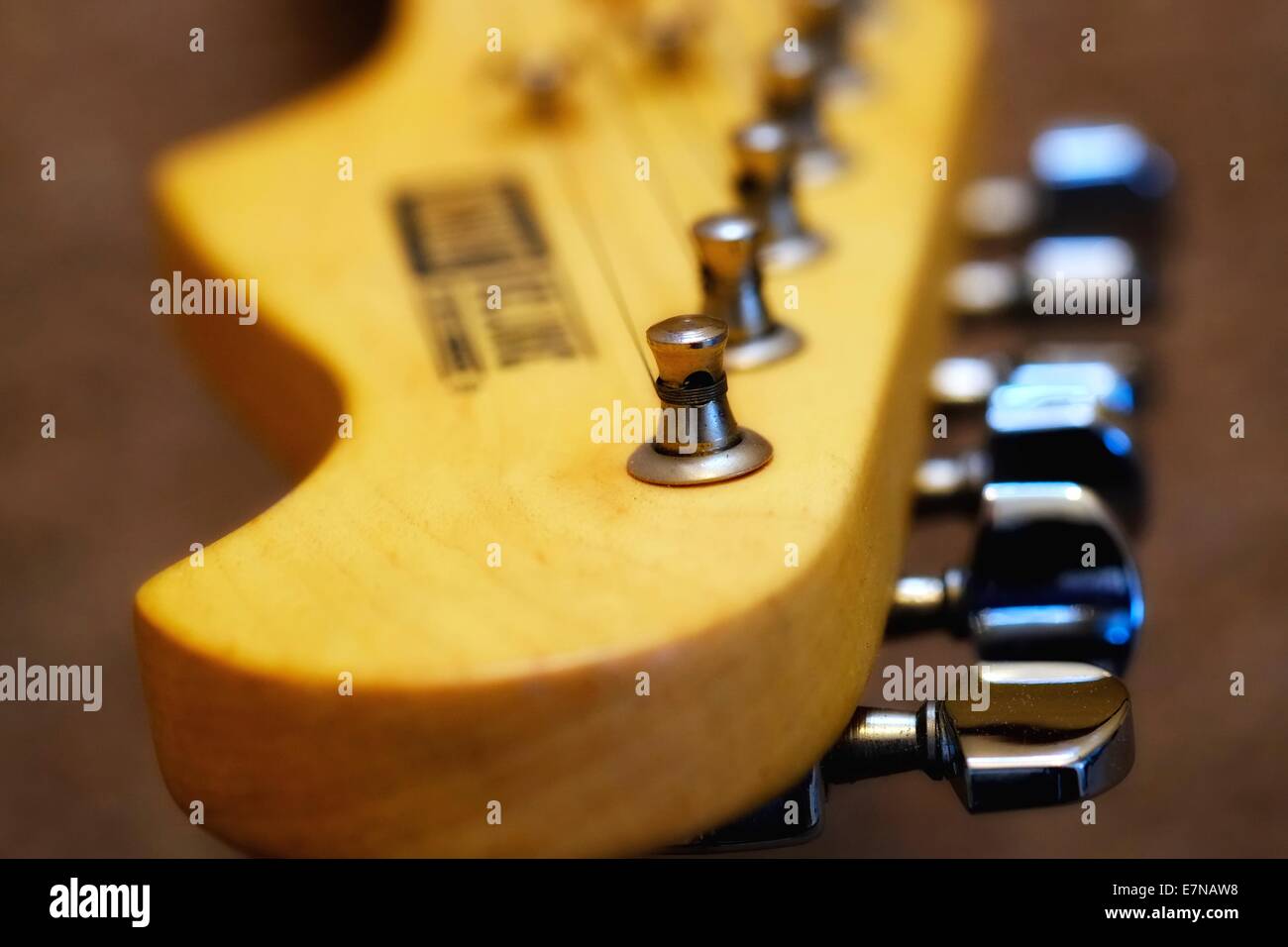 Close up of an electric guitar bridge Stock Photo