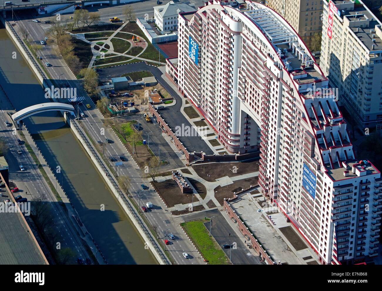 Russia, Moscow. Apartment house at Yauza River embankment. Stock Photo