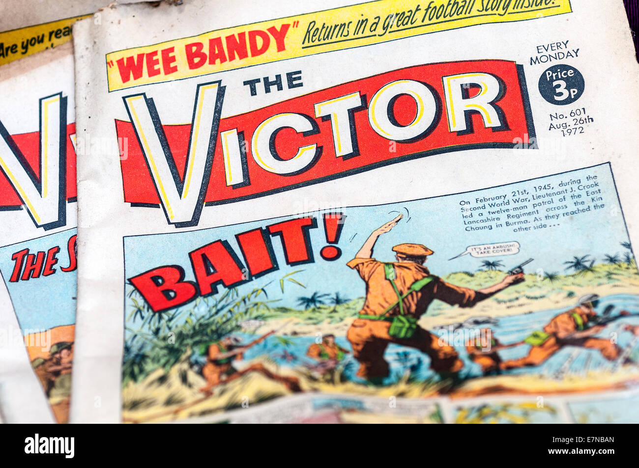 The Victor comic,The Victor was a British comic paper published weekly by D. C. Thomson & Co. Ltd. The Victor ran for 1657 issue Stock Photo