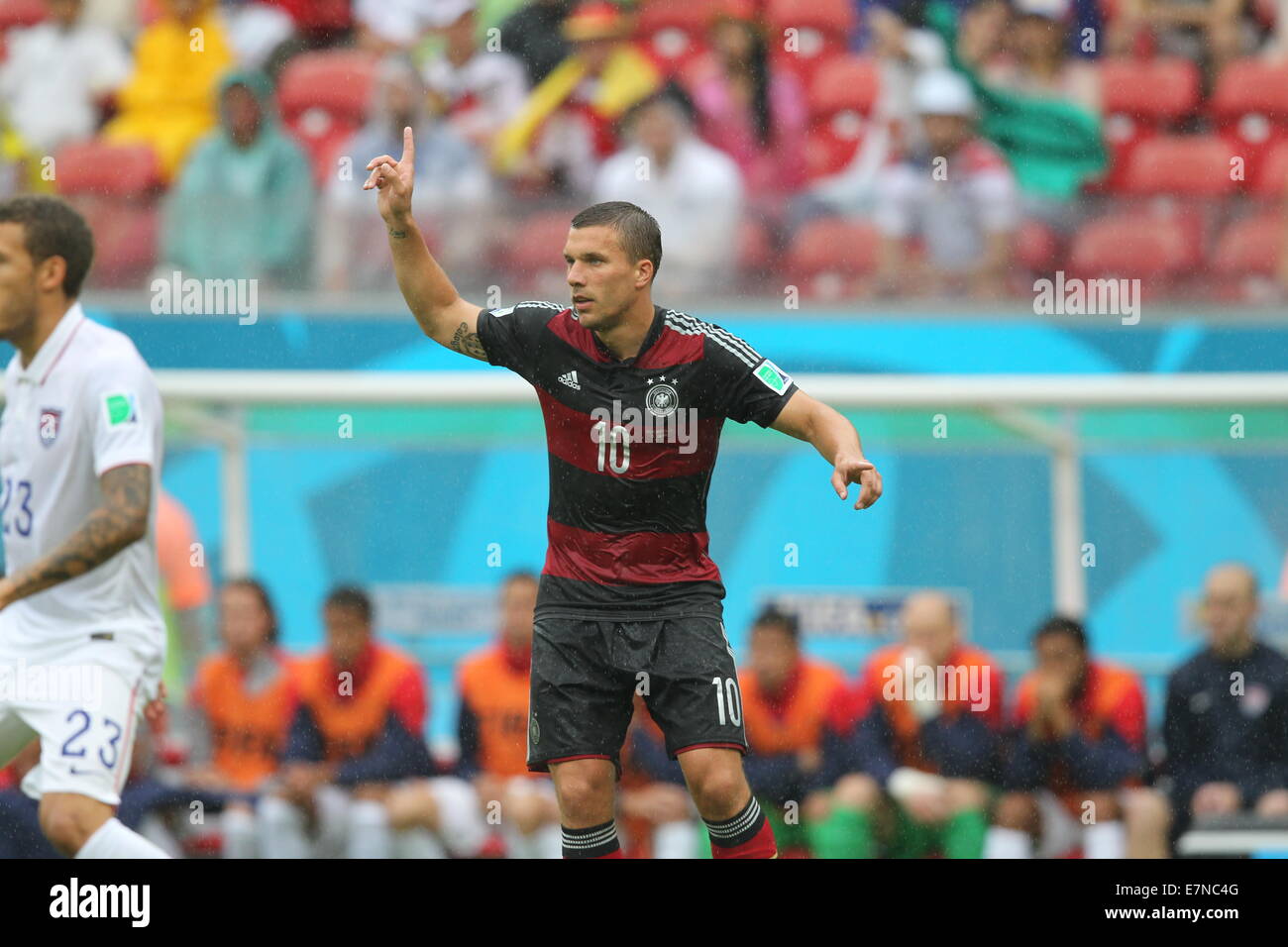 Lukas Podolski of Germany. USA v Germany. Group match. FIFA World Cup Brazil 2014. Arena Pernambuco Recife. 26 June 2014. Stock Photo