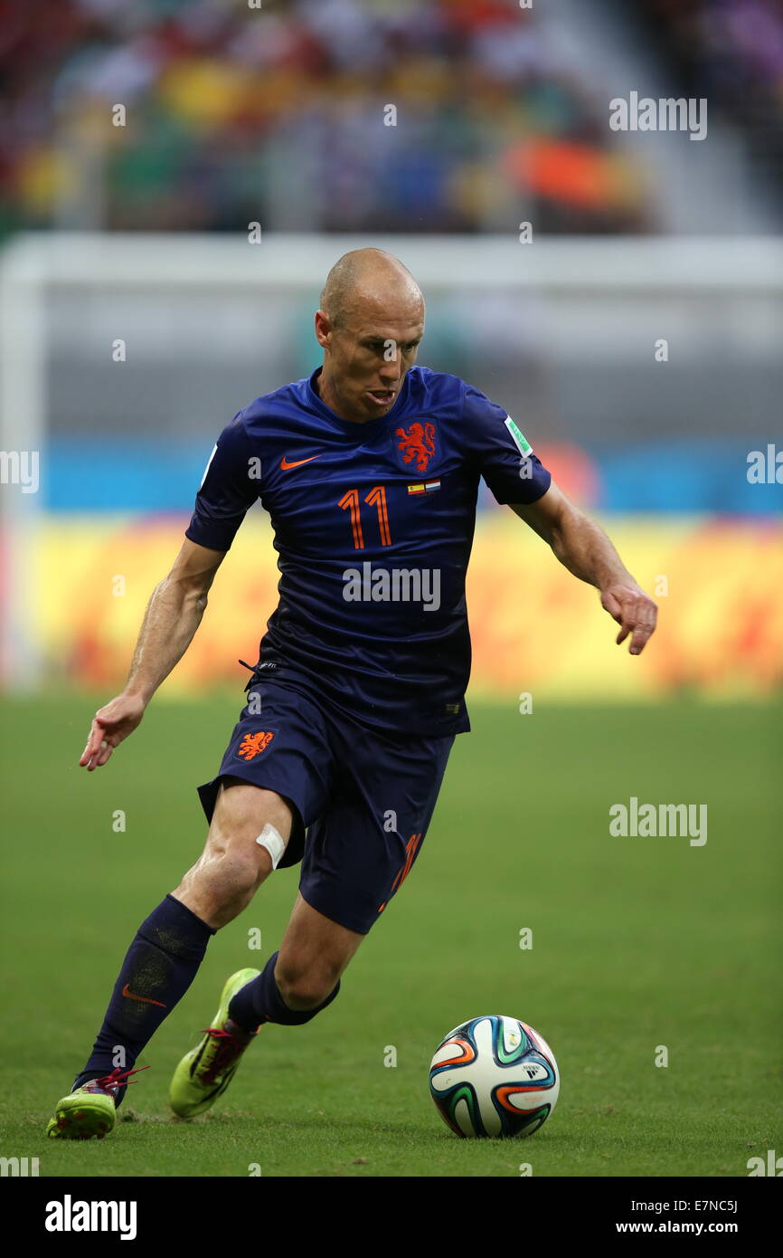 Arjen Robben. Spain v Holland. World Cup 2014. Fonte Nova stadium, Bahia, Brazil Stock Photo