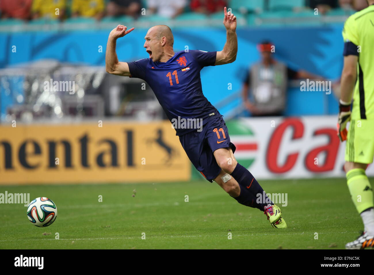 Arjen Robben. Salvador BA 3 jun 2014. Holanda VS Espanha ( jogo 03 ) Spain v  Holland. World Cup 2014. Fonte Nova stadium, Bahia Stock Photo - Alamy