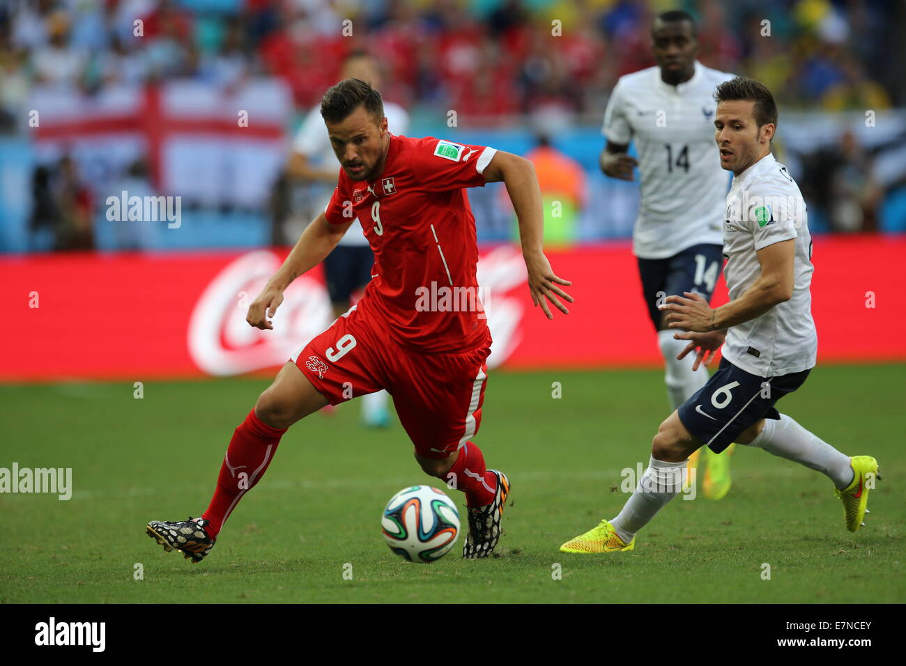 Haris Seferovic of Switzerland. France v Switzerland. FIFA World Cup Brazil 2014.  Fonte Nova stadium, 20 June 2014 Stock Photo