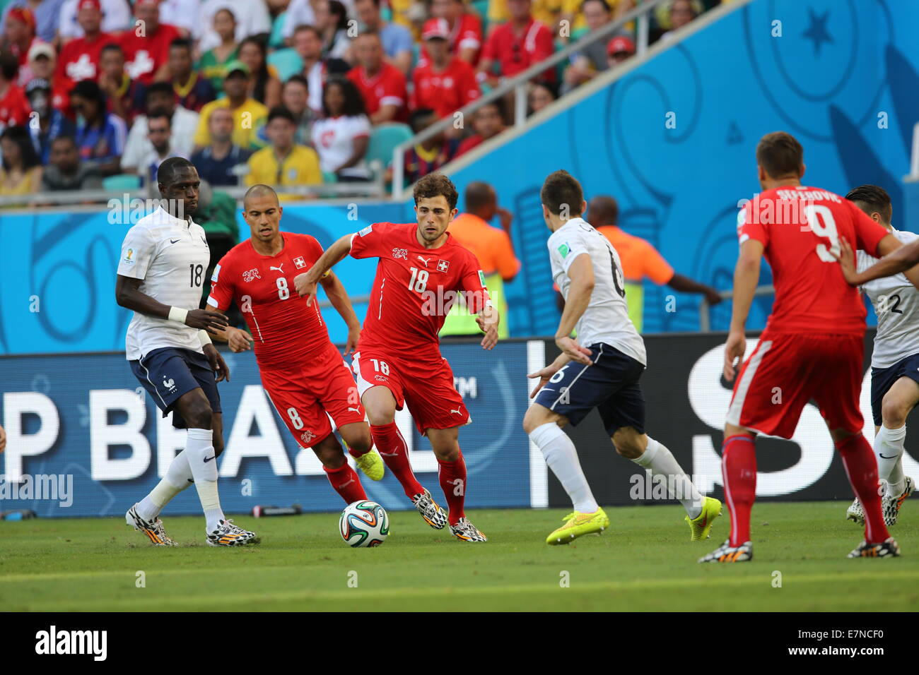 Admir Mehmedi of Switzerland. France v Switzerland. FIFA World Cup Brazil 2014.  Fonte Nova stadium, 20 June 2014 Stock Photo