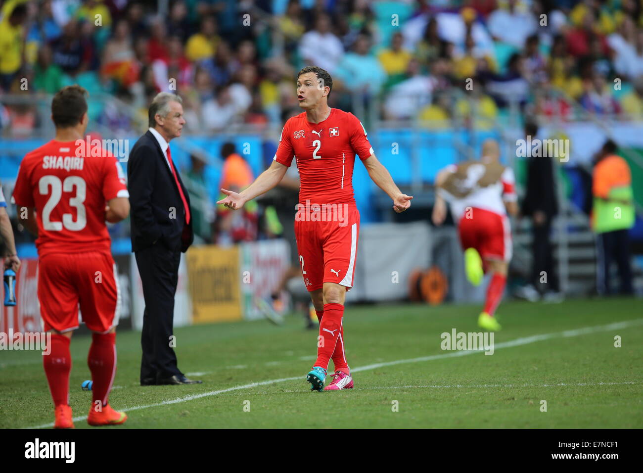 Stephan Lichtsteiner of Switzerland. France v Switzerland. FIFA World Cup Brazil 2014.  Fonte Nova stadium, 20 June 2014 Stock Photo