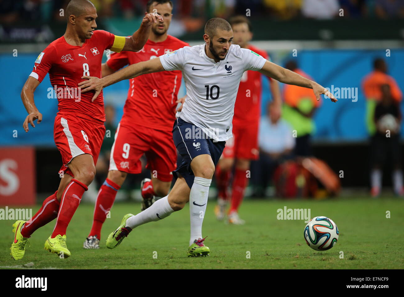 Grnit Xhaka of France. France v Switzerland. FIFA World Cup Brazil 2014.  Fonte Nova stadium, 20 June 2014 Stock Photo