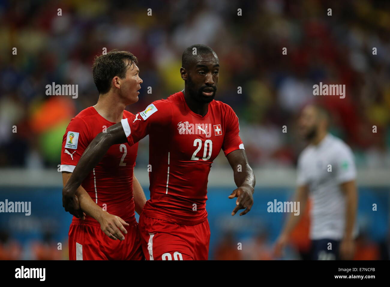 Johan Djourou of Switzerland. France v Switzerland. FIFA World Cup Brazil 2014.  Fonte Nova stadium, 20 June 2014 Stock Photo