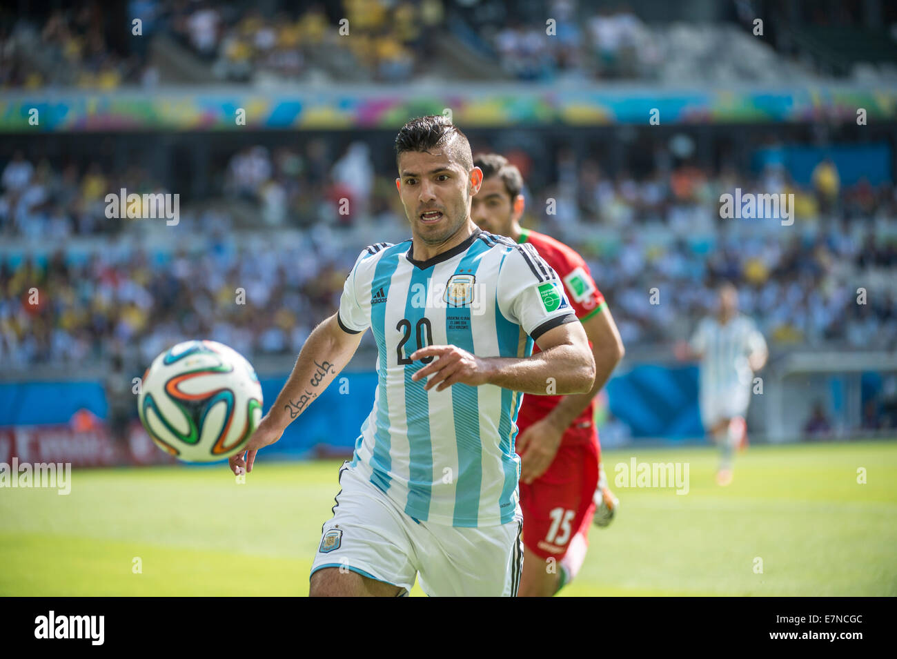 Sergio Aguero. Argentina v Iran. FIFA World Cup 2014 Brazil. Mineirao stadium, Belo Horizonte. 21 June 2014. Stock Photo