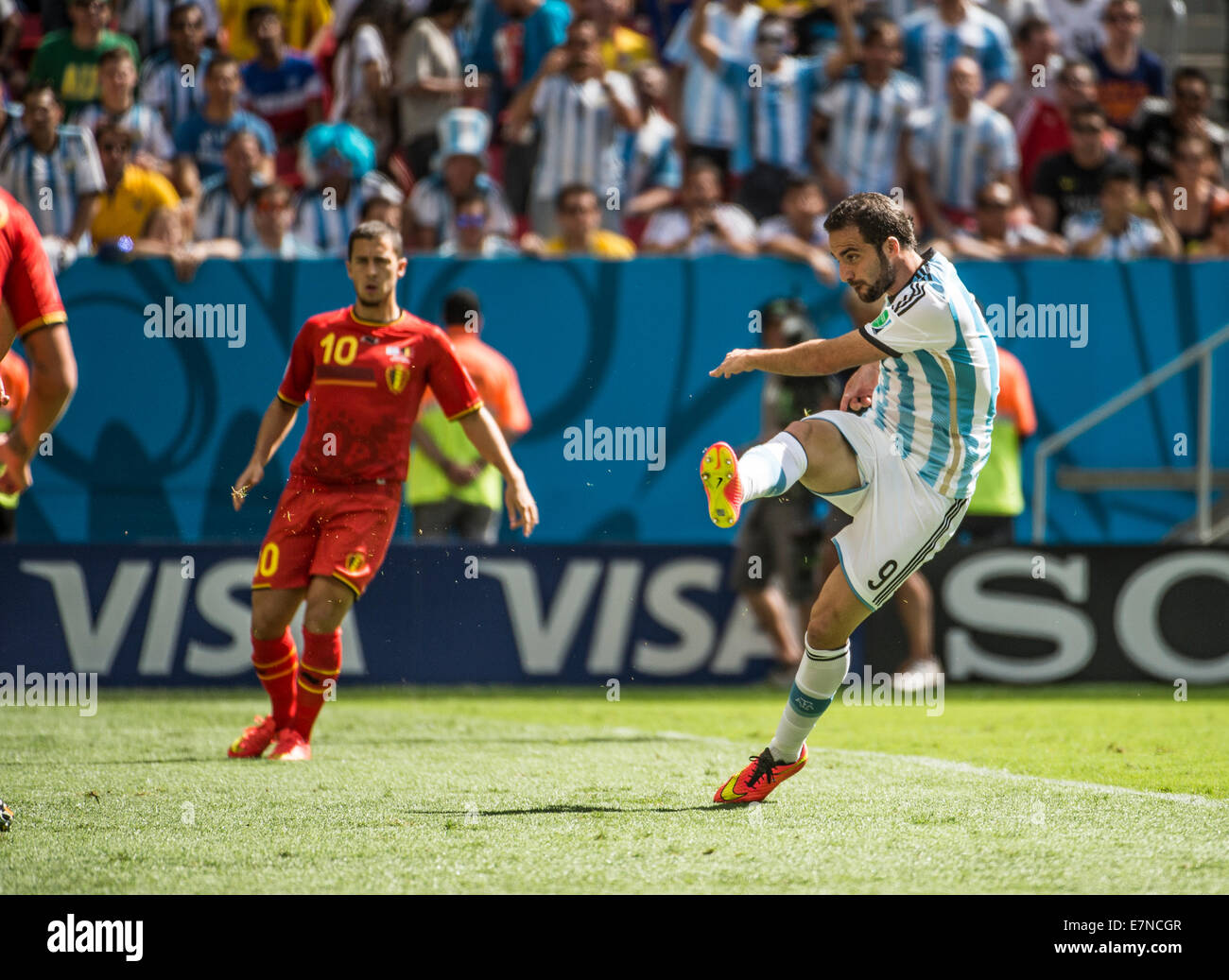 Gonzalo Higuain. Argentina v Belgium, quarter-final. FIFA World Cup 2014 Brazil. National stadium, Brasilia. 05 July 2014 Stock Photo