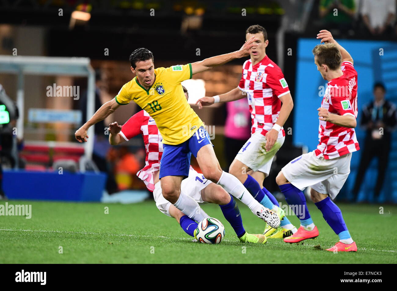 Hernanes. Brazil v Croatia group match FIFA World Cup 2014 Brazil. Arena de Sao Paulo, Sao Paulo. 12 june 2014. Stock Photo