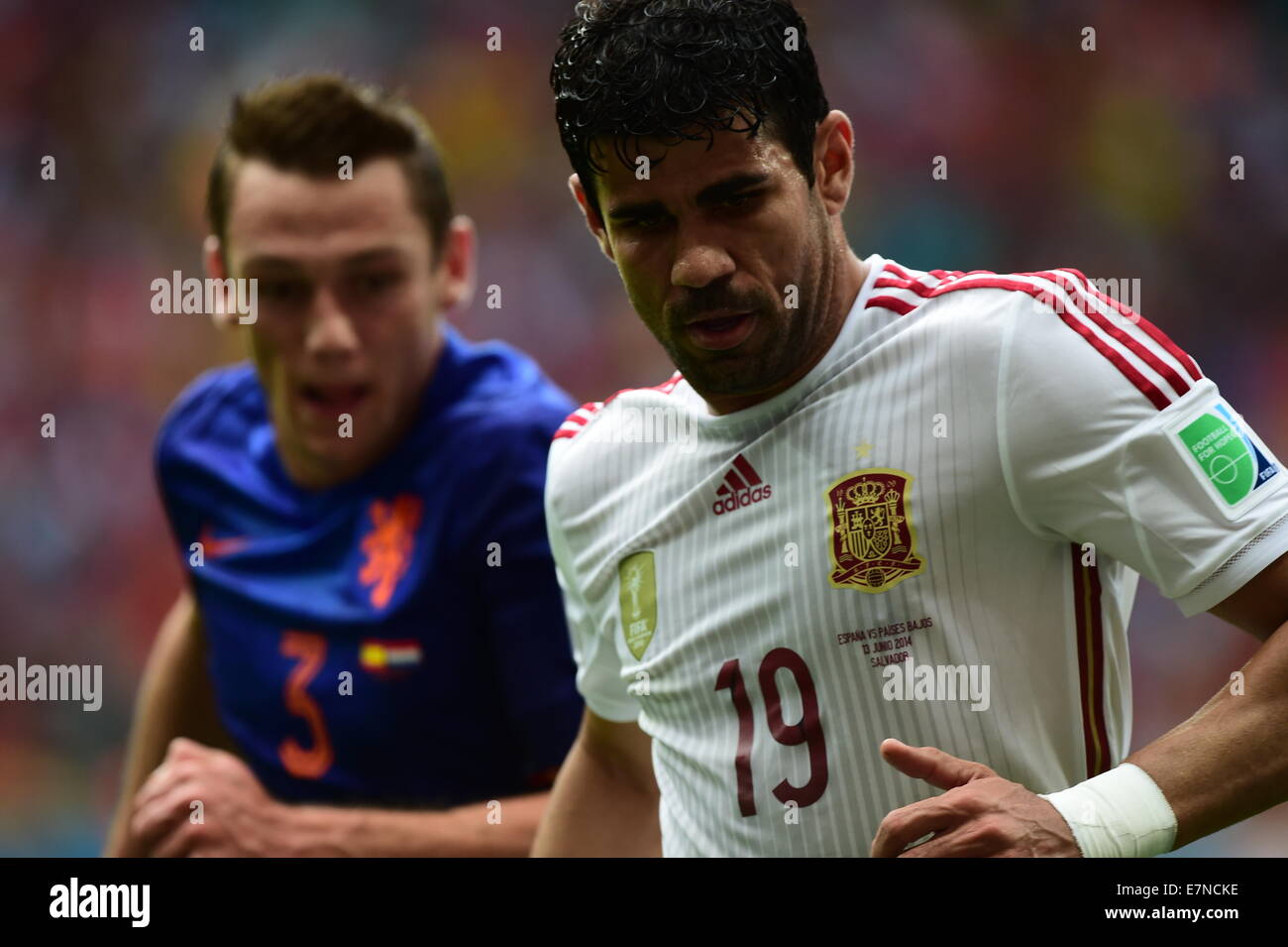 Diego Costa.  Salvador BA 13 jun 2014. Jogo 03 Holanda VS Espanha. Spain v Holland. World Cup 2014. Fonte Nova stadium, Bahia, B Stock Photo