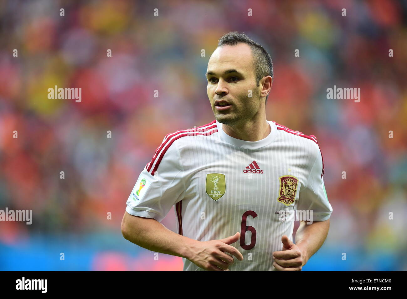 Andres Iniesta. Salvador BA 13 jun 2014. Jogo 03 Holanda VS Espanha. Spain v Holland. World Cup 2014. Fonte Nova stadium, Bahia, Stock Photo