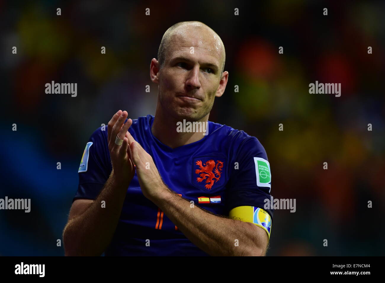 Arjen Robben. Salvador BA 13 jun 2014. Jogo 03 Holanda VS Espanha WC 2014. Spain v Holland. World Cup 2014. Fonte Nova stadium, Stock Photo