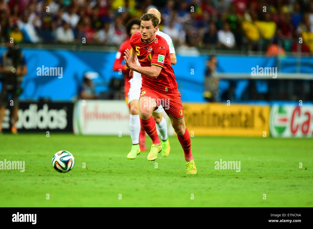 Jan VERTONGHEN. Belgium v USA, round of 16. FIFA World Cup 2014 Brazil. Fonte Nova stadium Salvador. 01 July 2014 Stock Photo