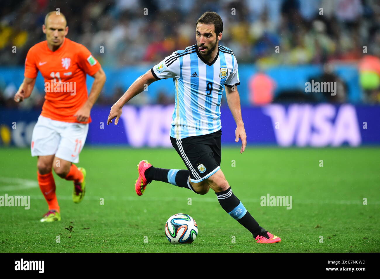 Gonzalo HIGUAIN. Argentina v Holland. Semi-Final World Cup 2014 Brazil. Arena Sao Paulo. 09 July 2014 Stock Photo