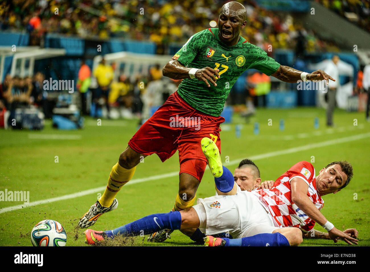 Stephane Mbia . Croatia v Cameroon. Group match. FIFA World Cup 2014 Brazil. Arena Amazonia, Manaus. 18 Jun 2014. Stock Photo