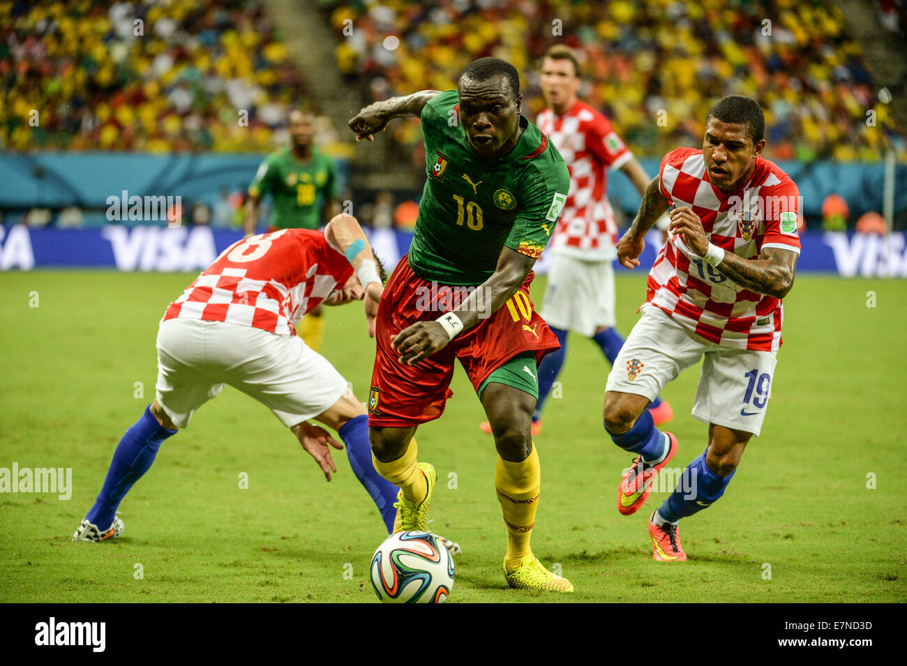 Vincent Aboubakar. Croatia v Cameroon. Group match. FIFA World Cup 2014 Brazil. Arena Amazonia, Manaus. 18 Jun 2014. Stock Photo