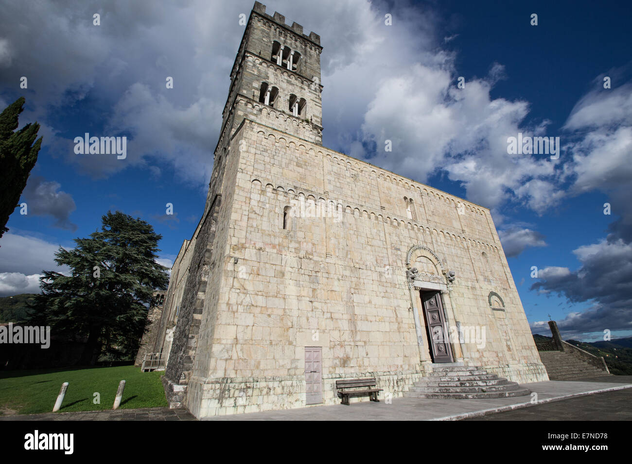Duomo, Cathedral, Barga, Tuscany, Italy, sightseeing, place of interest, worship, medieval town, holiday, weekend retreat, Stock Photo