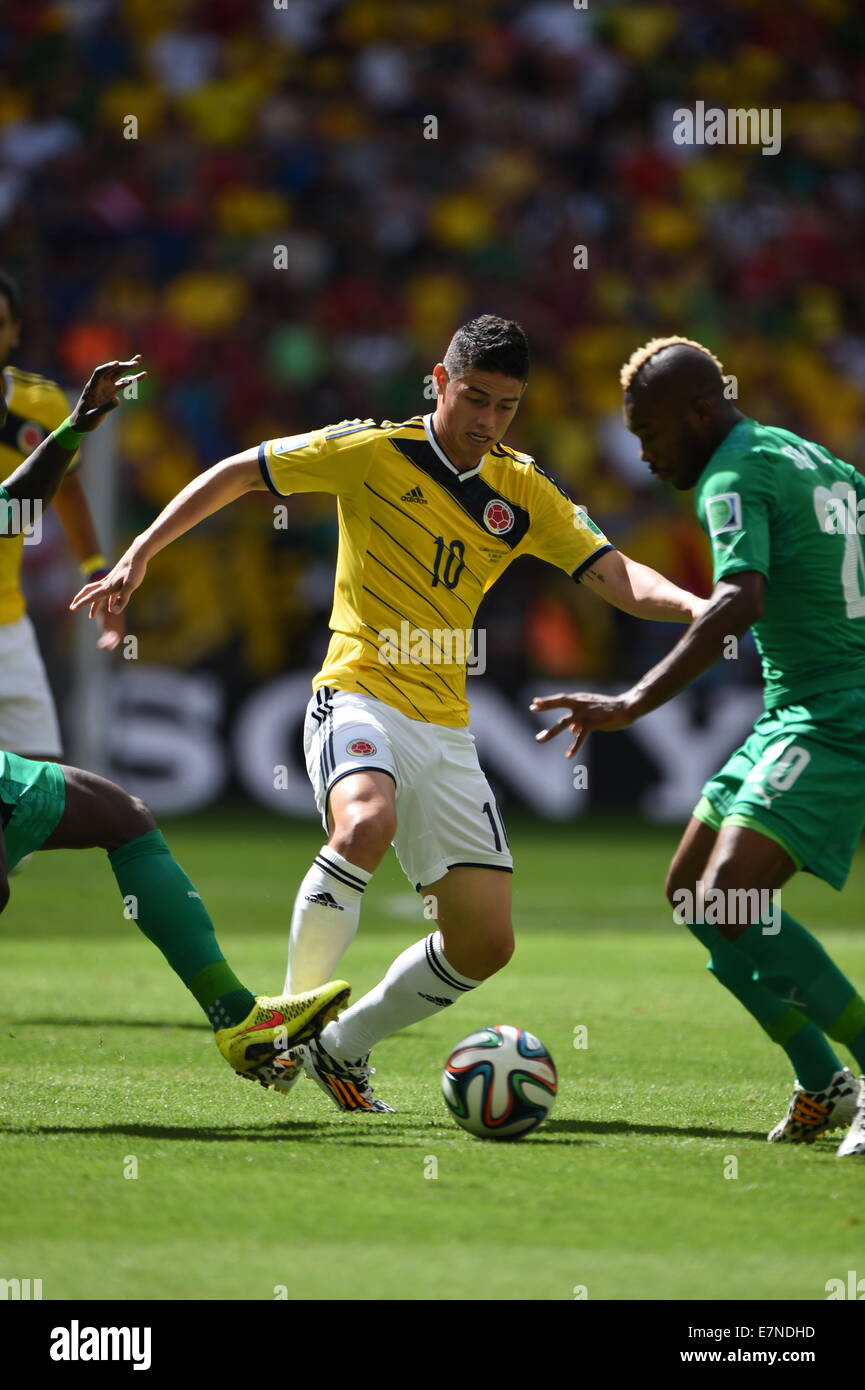 James Rodriguez. Colombia v Ivory Coast. Group match. FIFA World Cup 2014 Brazil. National stadium, Brasilia. 19 Jun 2014. Stock Photo