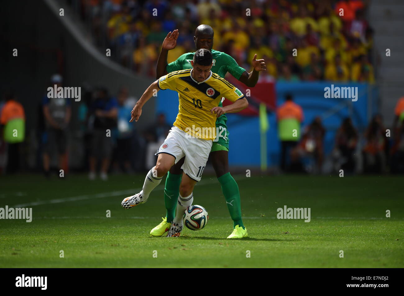James Rodriguez.Colombia v Ivory Coast. Group match. FIFA World Cup 2014 Brazil. National stadium, Brasilia. 19 Jun 2014. Stock Photo