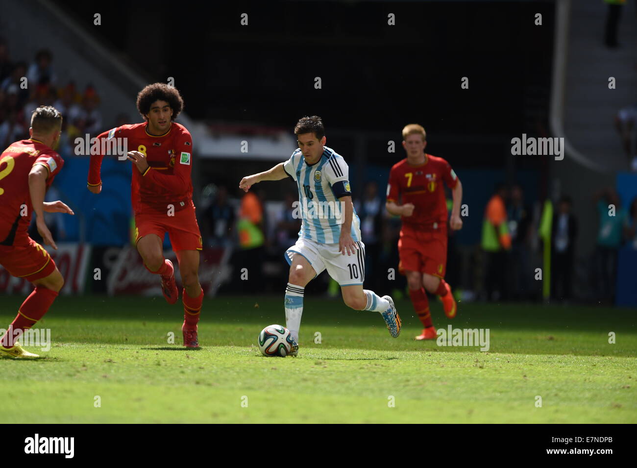 Lionel Messi. Argentina v Belgium, quarter-final. FIFA World Cup 2014 Brazil. National stadium, Brasilia. 05 July 2014 Stock Photo