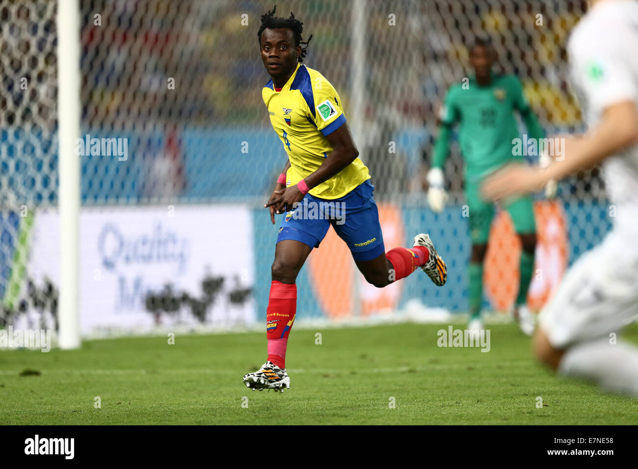 Cristian Noboa. France v Equador, group match. FIFA World Cup Brazil 2014. Maracana stadium, Rio de Janeiro. 25 June 2014. Stock Photo