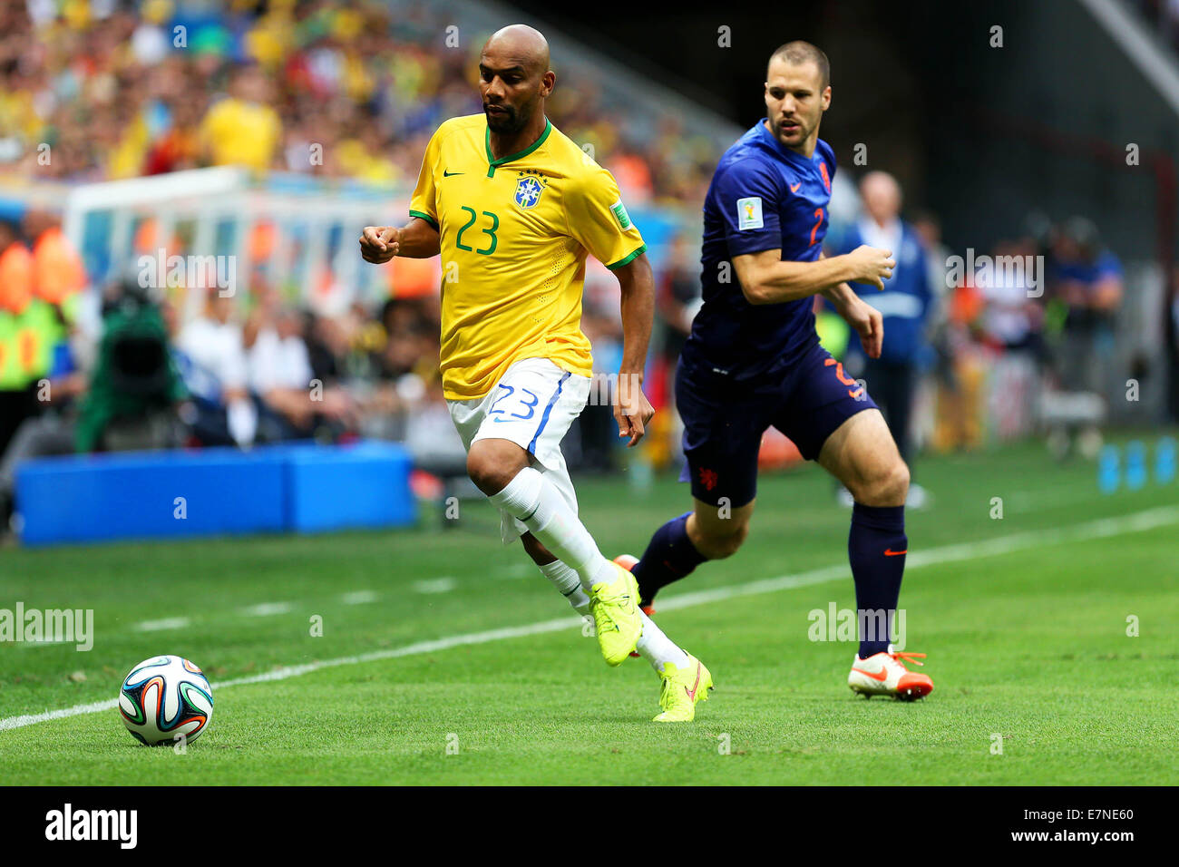 Maicon. Brazil v Holland. Play-0ff for third place. FIFA World Cup 2014 Brazil. National stadium, Brasilia. 12 July 2014. Stock Photo