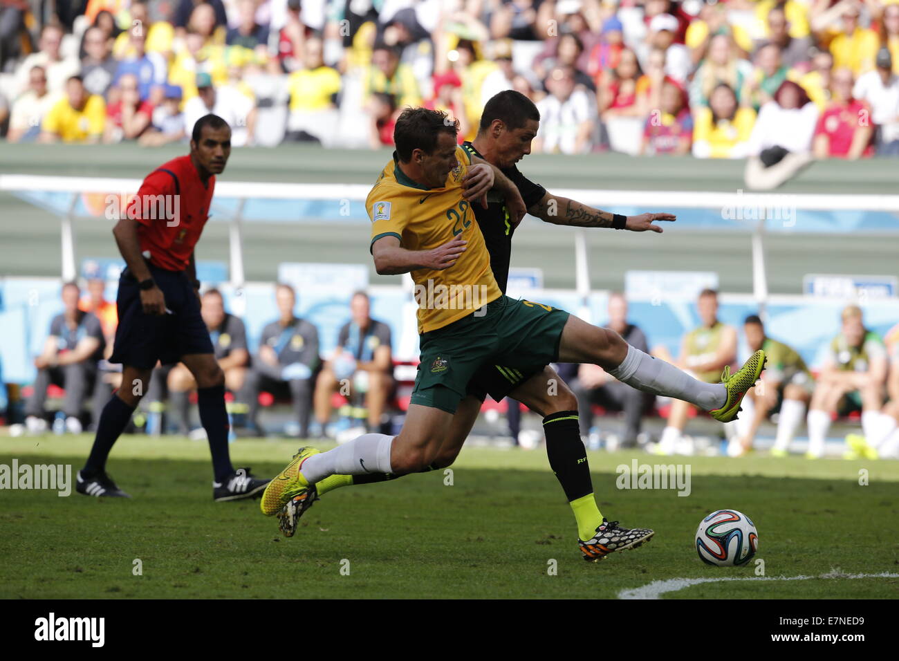 Alex Wilkinson. Australia v Spain, group match. FIFA World Cup Brazil 2014. Arena da Baixada, Curitiba. 23 June 2014 Stock Photo