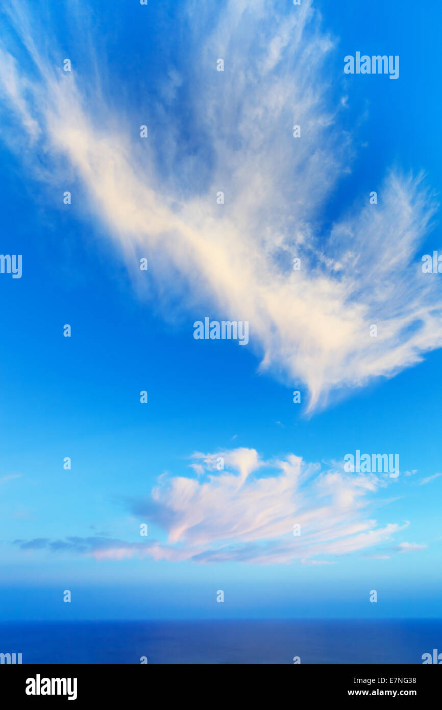 blue sky and fluffy white cloud over the sea Stock Photo