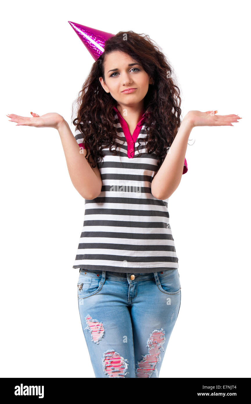 Girl in birthday cap Stock Photo Alamy