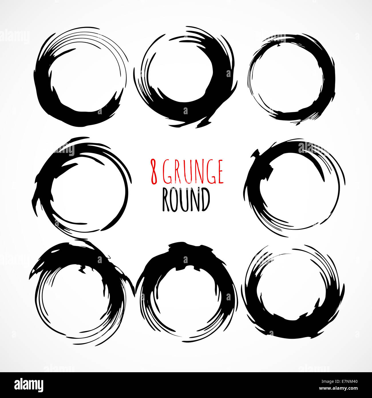Set of vector grunge circle brush strokes Stock Photo - Alamy