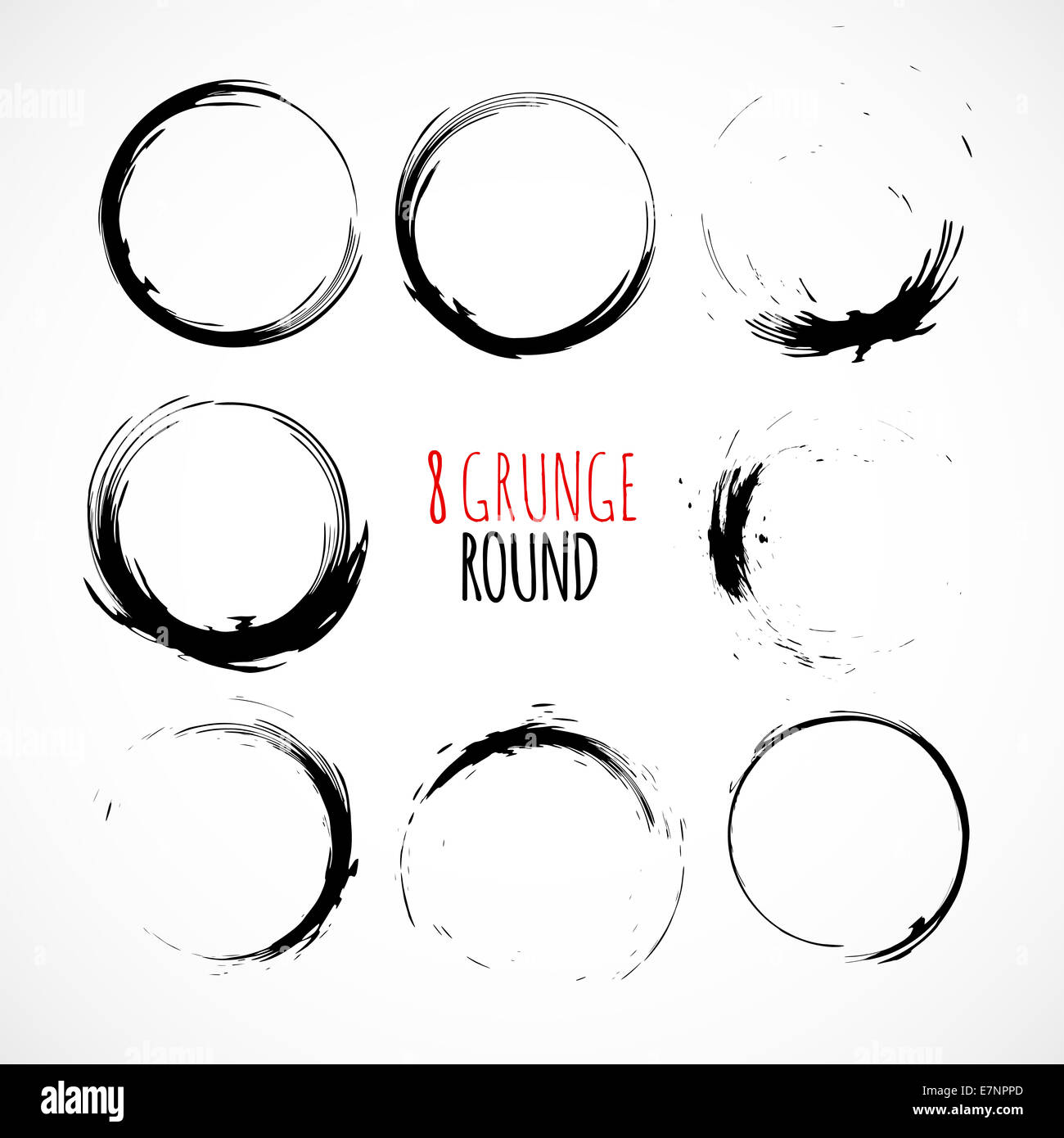 Set of vector grunge circle brush strokes Stock Photo - Alamy