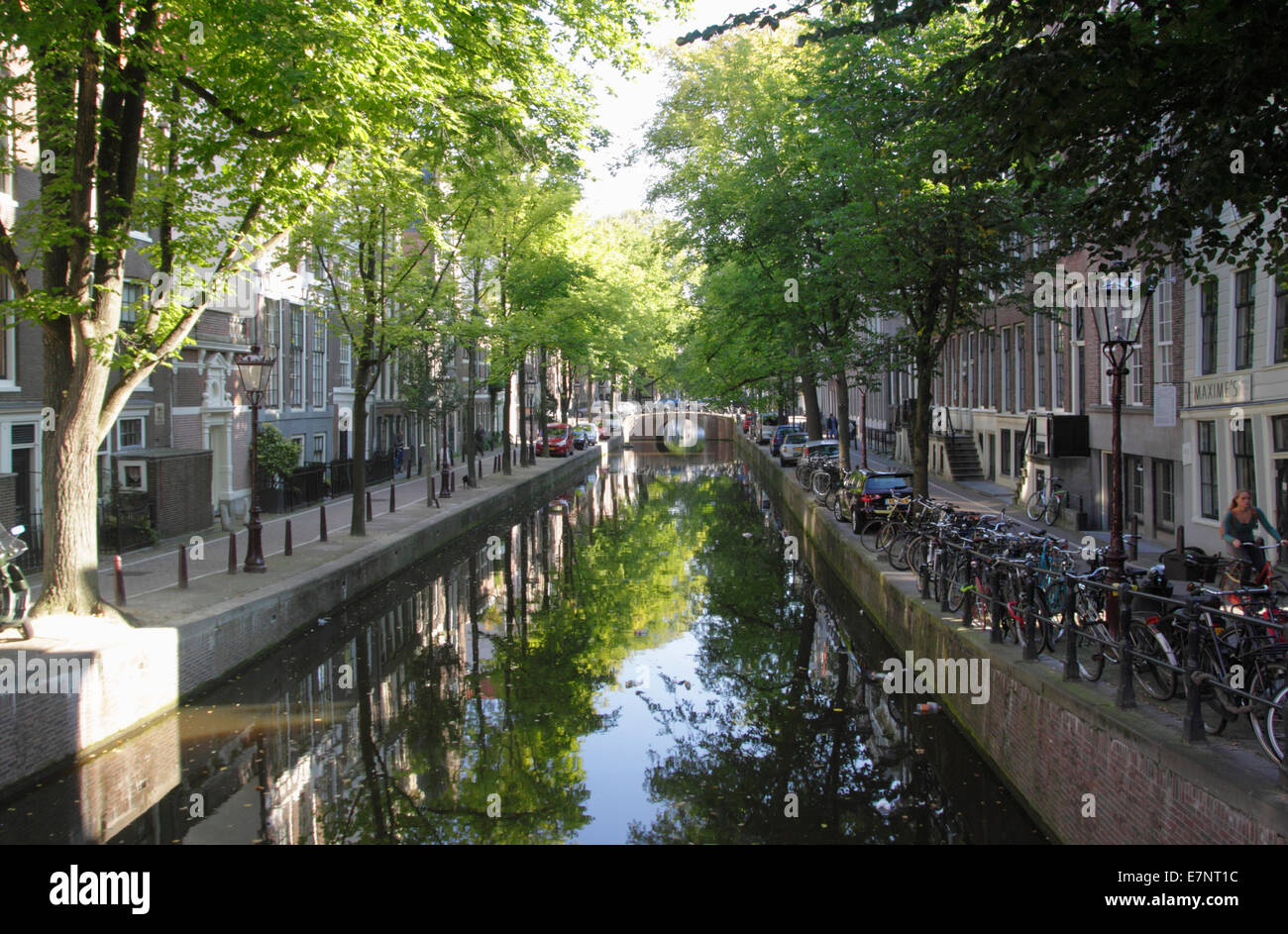 Oudezijds Achterburgwal Canal near the University Amsterdam Holland Stock Photo