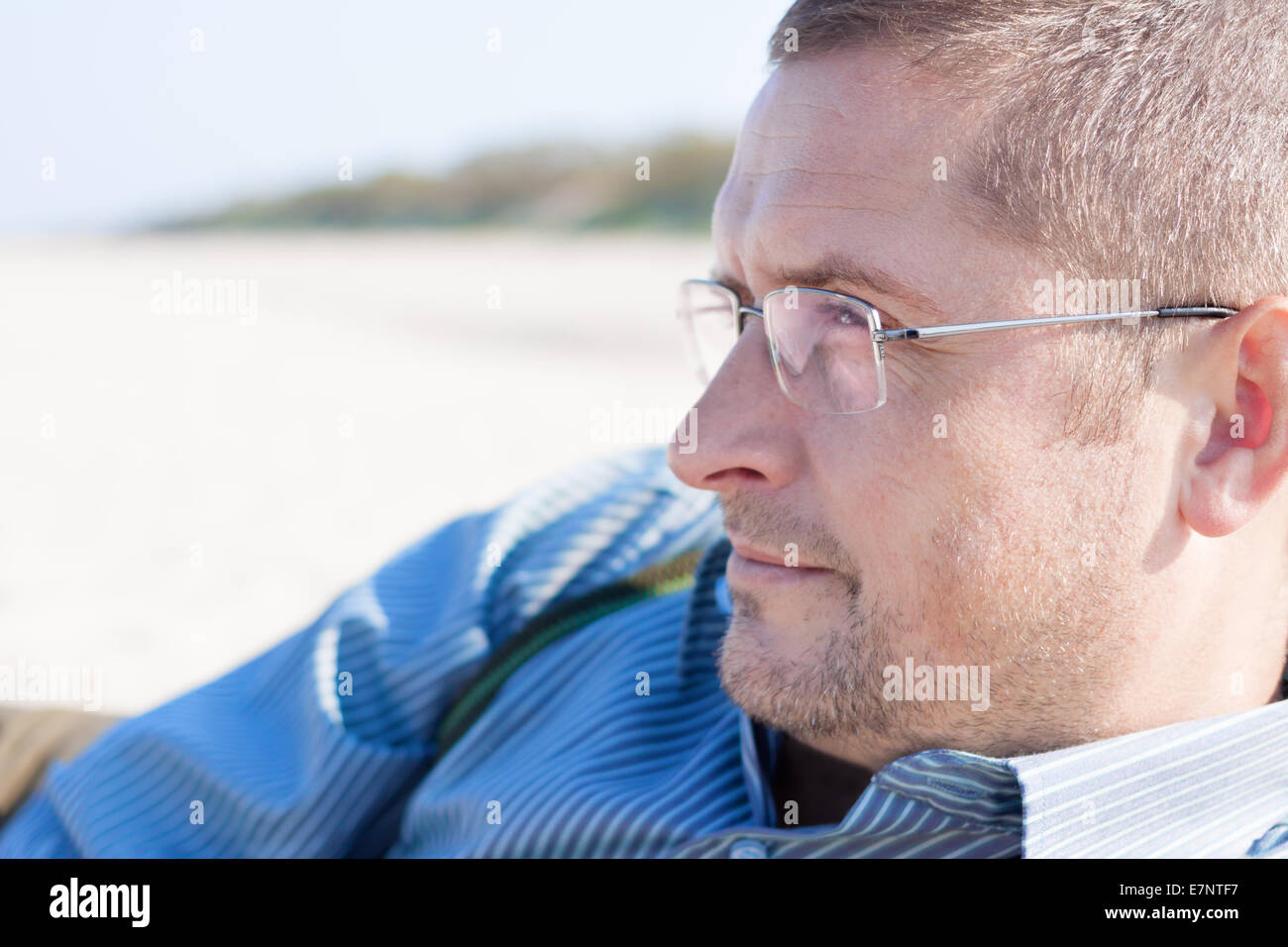 man 40 years portrait close up outdoor Stock Photo