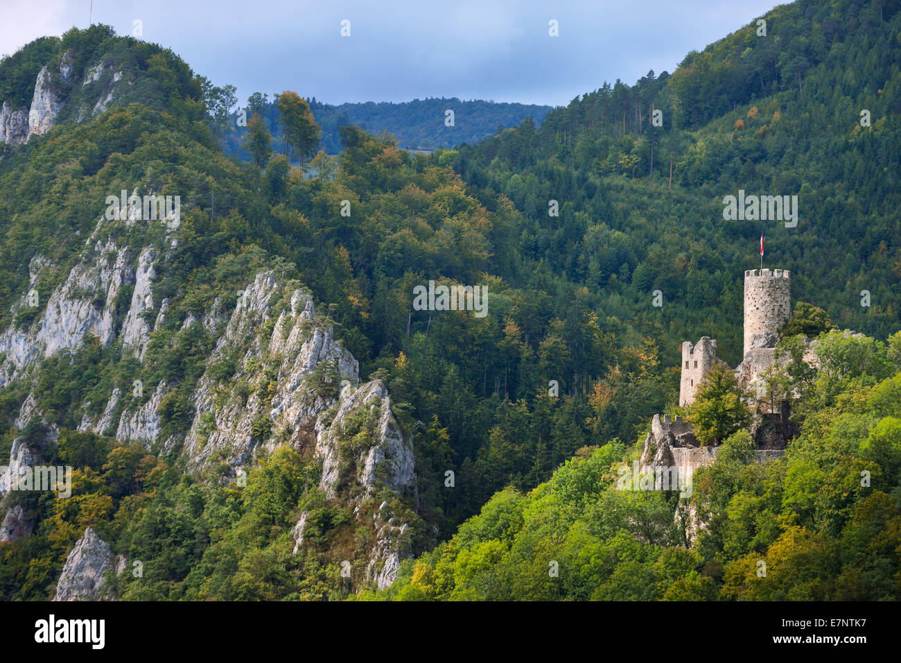 New falcon's stone, Switzerland, Europe, canton Solothurn, Solothurner  Jura, Jura, castle, wood, forest, rock, cliff, autumn Stock Photo - Alamy