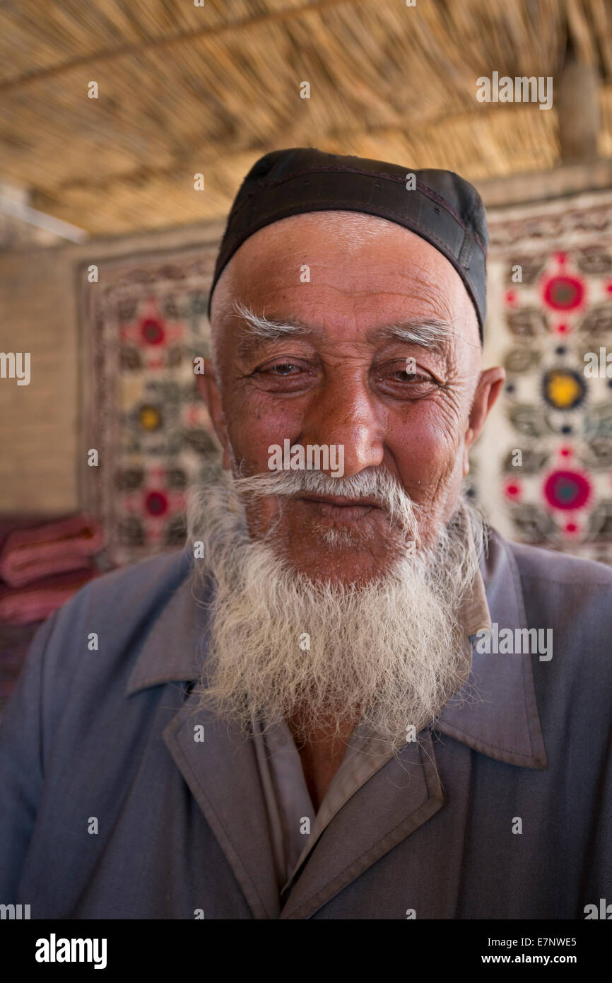 Khiva, Khorezm, Region, Uzbekistan, Central Asia, Asia, beard, city, experience, gray, local man, old Stock Photo