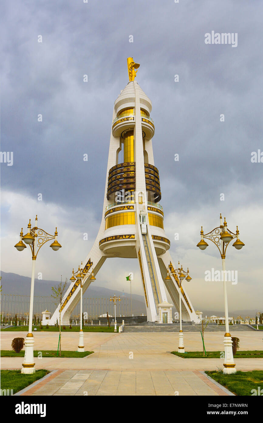 Ashgabat, Neutrality, Turkmenistan, Central Asia, Asia, architecture, city, dictator, golden, marble, monument, statue, touristi Stock Photo
