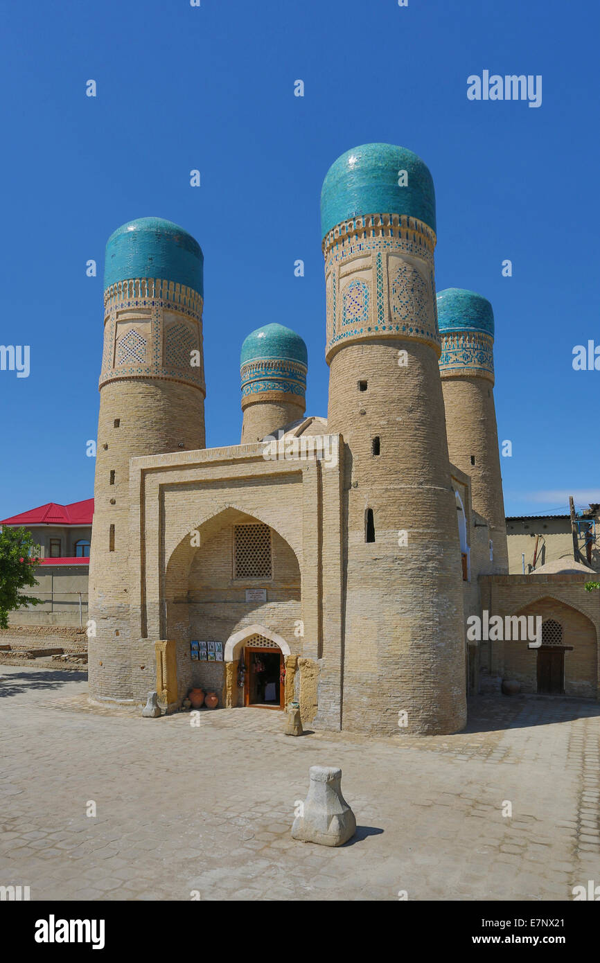 world heritage, Bukhara, Chor Minor, Madrasah, Uzbekistan, Central Asia, Asia, architecture, city, colourful, famous, history, s Stock Photo