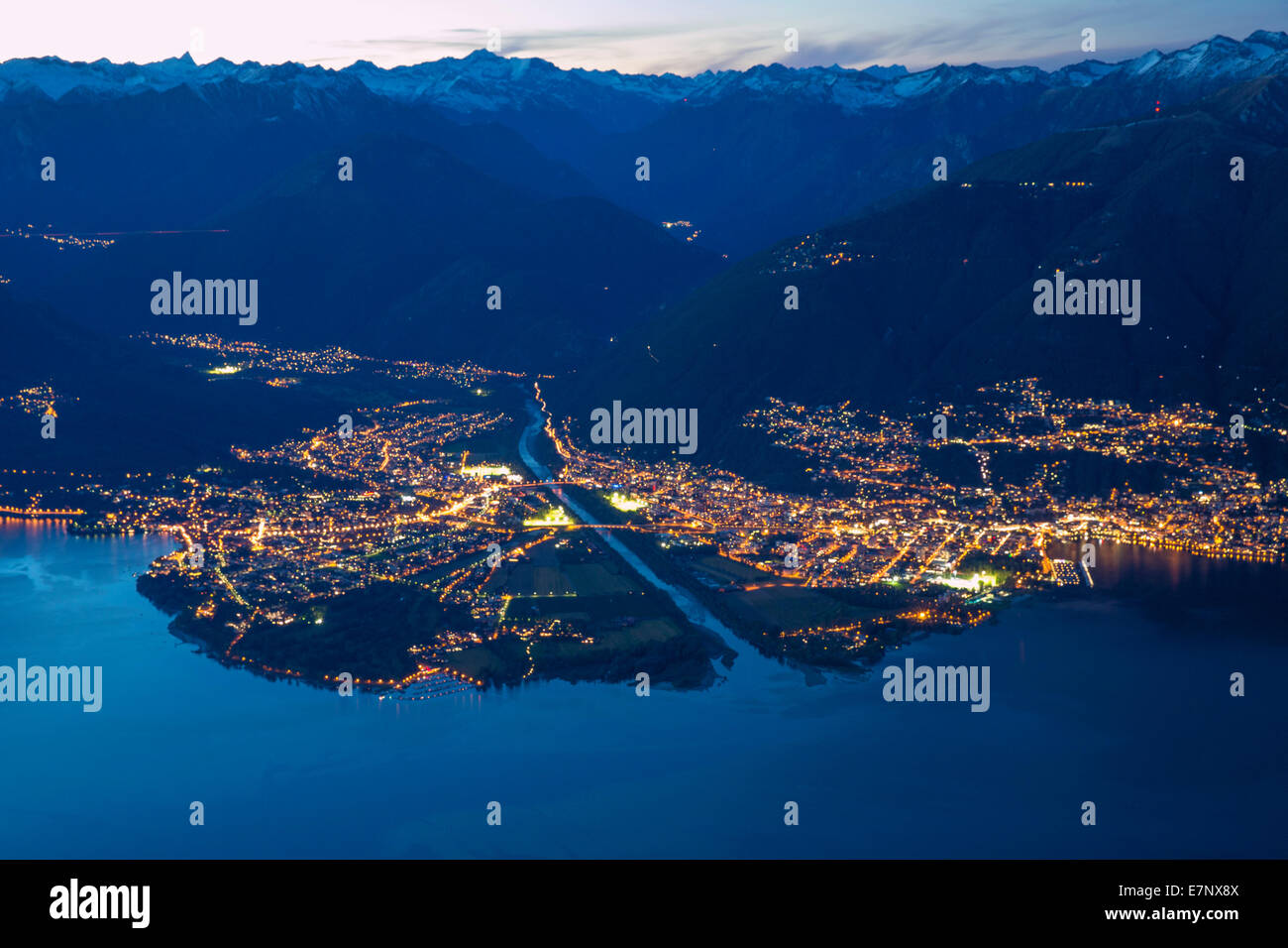 Lago Maggiore, Maggia delta, Ascona, Locarno, mountain, mountains, autumn, canton, Ticino, Southern Switzerland, village, river, Stock Photo