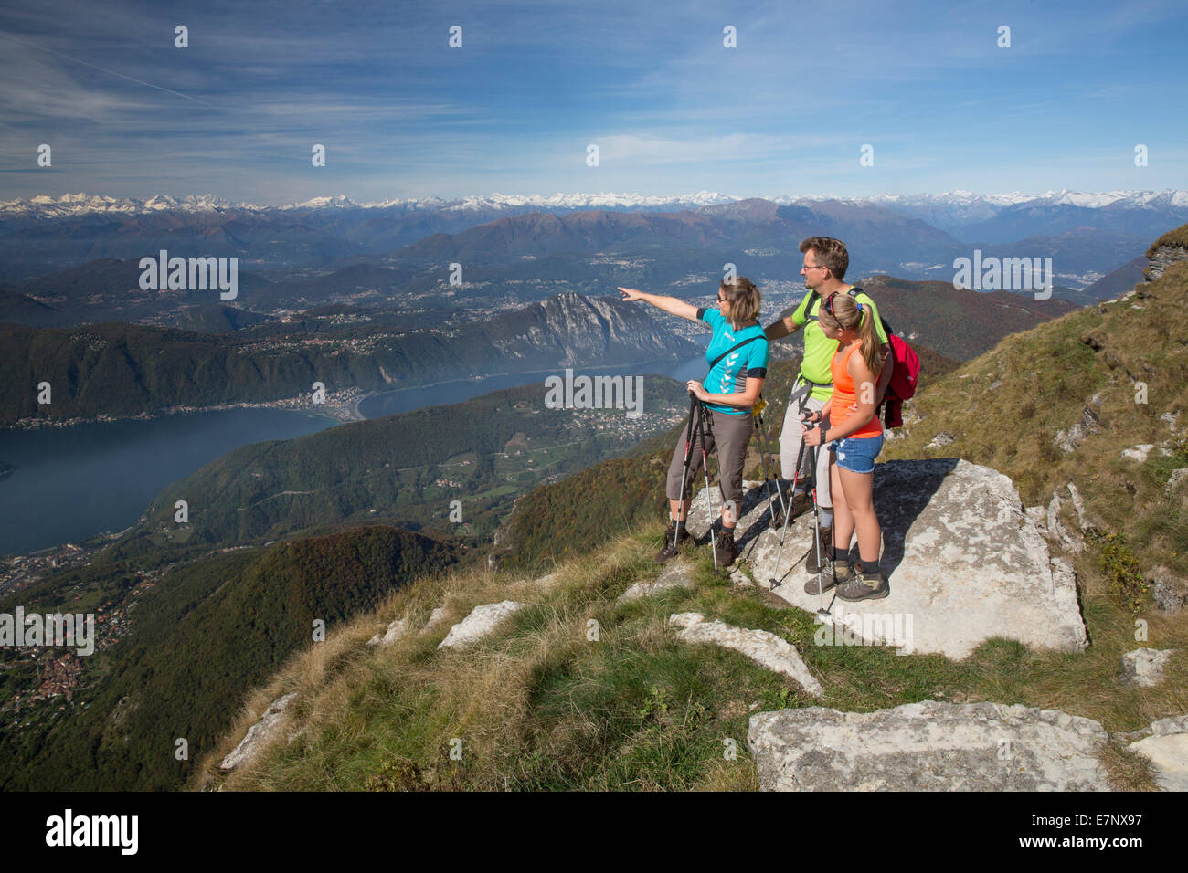 Ticino, walking, hiking, Monte Generoso, Lake Lugano, Alpine chain, autumn, canton, Ticino, Southern Switzerland, footpath, walk Stock Photo