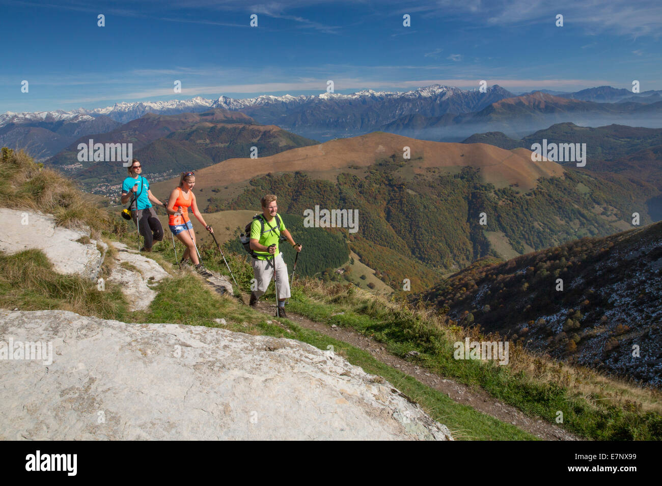 Ticino, walking, hiking, Monte Generoso, view, Valle Muggio, autumn, canton, Ticino, Southern Switzerland, mountain, mountains, Stock Photo