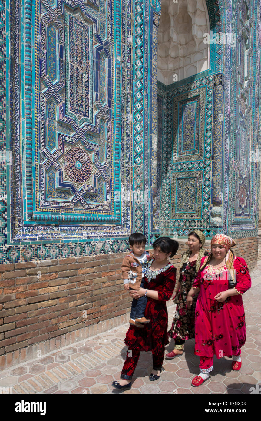 world heritage, Mausoleum, Necropolis, Samarkand, City, Shahi Zinda, Uzbekistan, Central Asia, Asia, architecture, colourful, fa Stock Photo