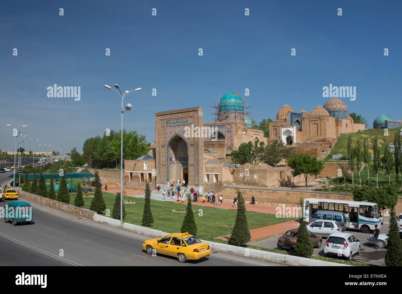 world heritage, Mausoleum, Necropolis, Samarkand, City, Shahi Zinda, Uzbekistan, Central Asia, Asia, architecture, colourful, fa Stock Photo