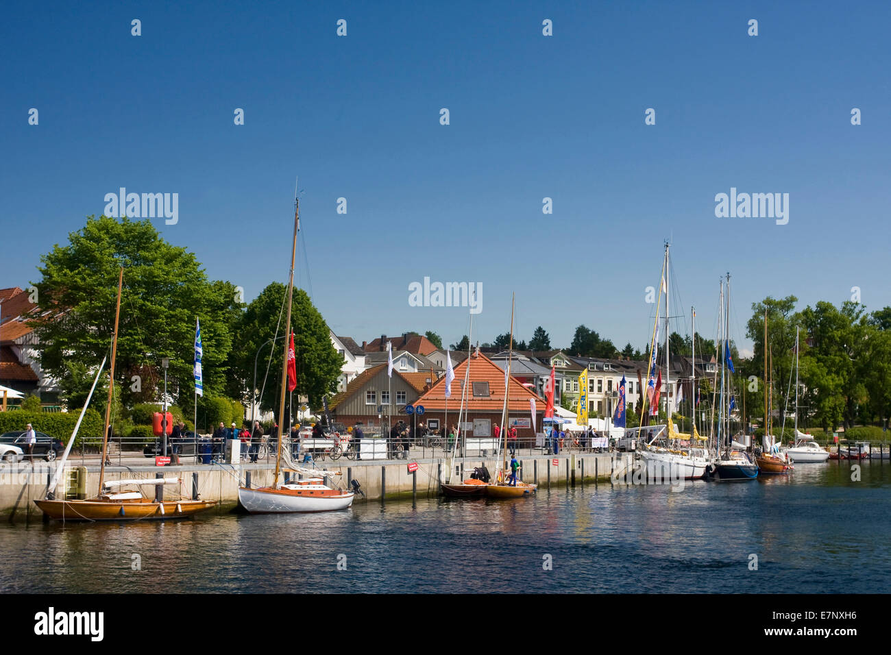 federal republic, boats, Germany, Europe, harbour, port, house, home, Holstein, sea, Neustadt, North Germany, Baltic Sea, Schles Stock Photo