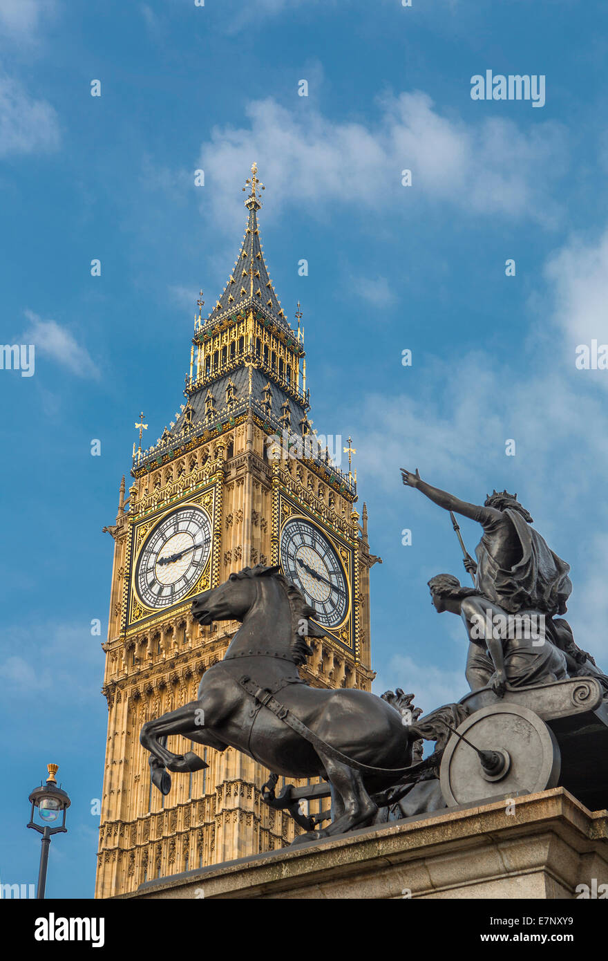 Big Ben, City, London, England, UK, architecture, chariot, clock, famous, monument, symbol, tourism, tower, travel Stock Photo