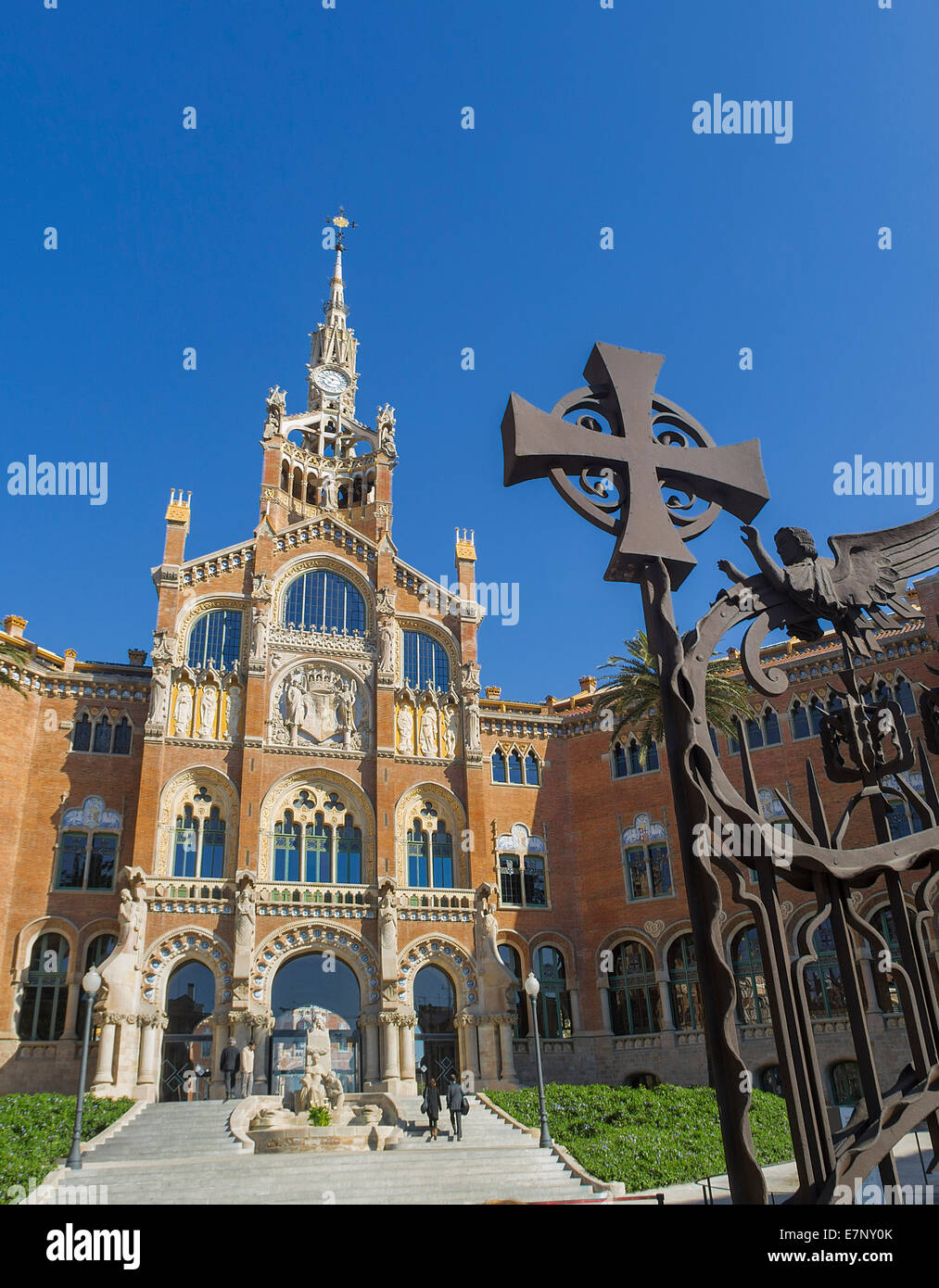 Barcelona, Catalonia, City, Domenech i Montaner, Montaner, Entrance, Hospital, Spain, Europe, St. Pau, St. Paul, Unesco, world h Stock Photo