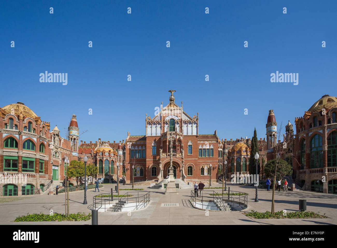 Barcelona, Catalonia, City, Domenech i Montaner, Montaner, Entrance, Hospital, Spain, Europe, St. Pau, St. Paul, Unesco, world h Stock Photo